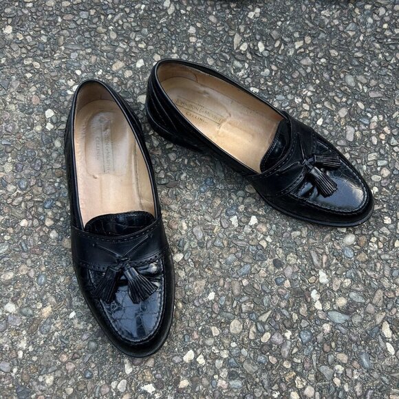 Johnston & Murphy Cellini Italian Black Dress Tassel Dress Shoes Size 9 M main image 8